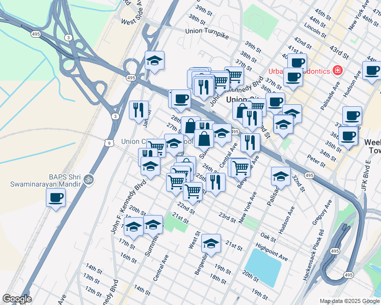 map of restaurants, bars, coffee shops, grocery stores, and more near 821 County Road 672 in Union City