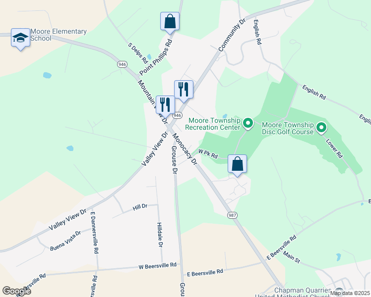 map of restaurants, bars, coffee shops, grocery stores, and more near 2704 Jean Drive in Bath
