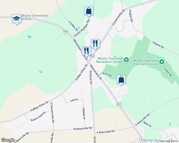 map of restaurants, bars, coffee shops, grocery stores, and more near 601 Grouse Drive in Bath