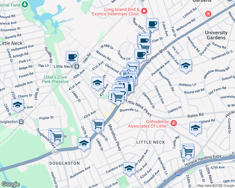 map of restaurants, bars, coffee shops, grocery stores, and more near 44-06 Westmoreland Street in Queens