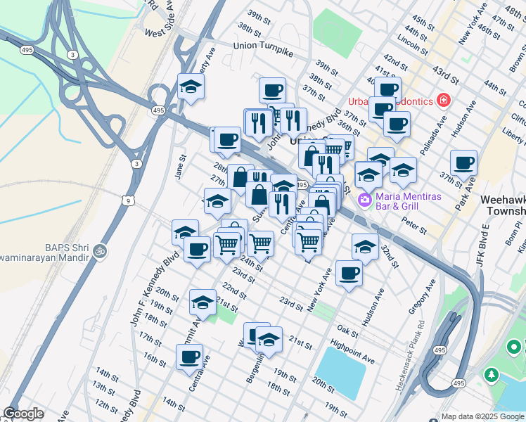 map of restaurants, bars, coffee shops, grocery stores, and more near 2714 Summit Avenue in Union City