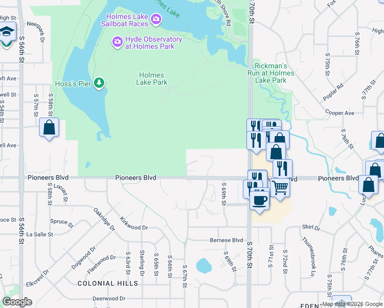 map of restaurants, bars, coffee shops, grocery stores, and more near 1 Talent Plus Way in Lincoln
