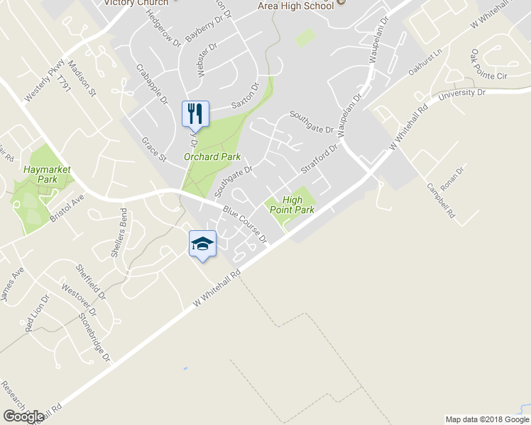 map of restaurants, bars, coffee shops, grocery stores, and more near 850 Stratford Drive in State College