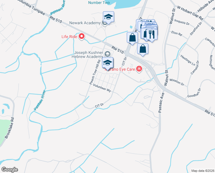 map of restaurants, bars, coffee shops, grocery stores, and more near 23 Cortland Court in Livingston