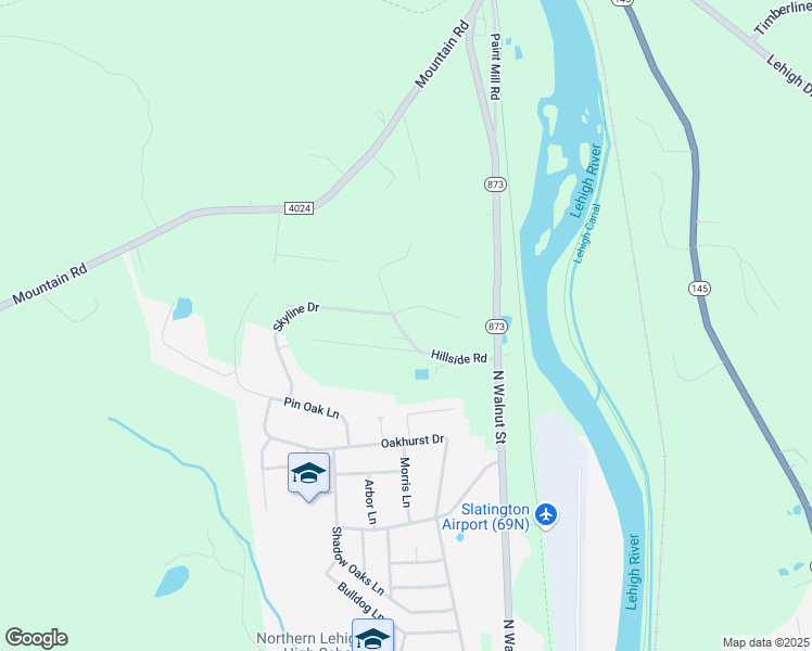 map of restaurants, bars, coffee shops, grocery stores, and more near 8435 Woodside Road in Slatington