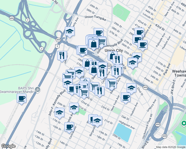 map of restaurants, bars, coffee shops, grocery stores, and more near 821 County Road 672 in Union City