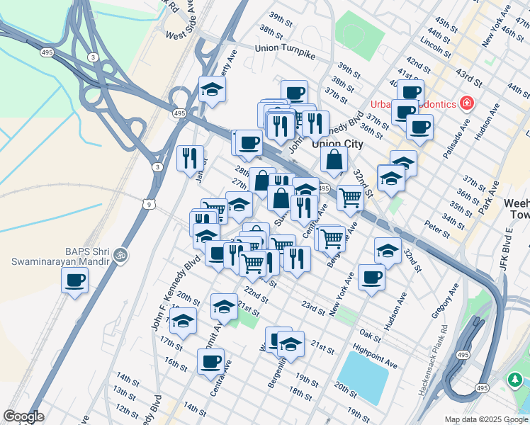 map of restaurants, bars, coffee shops, grocery stores, and more near 821 County Road 672 in Union City