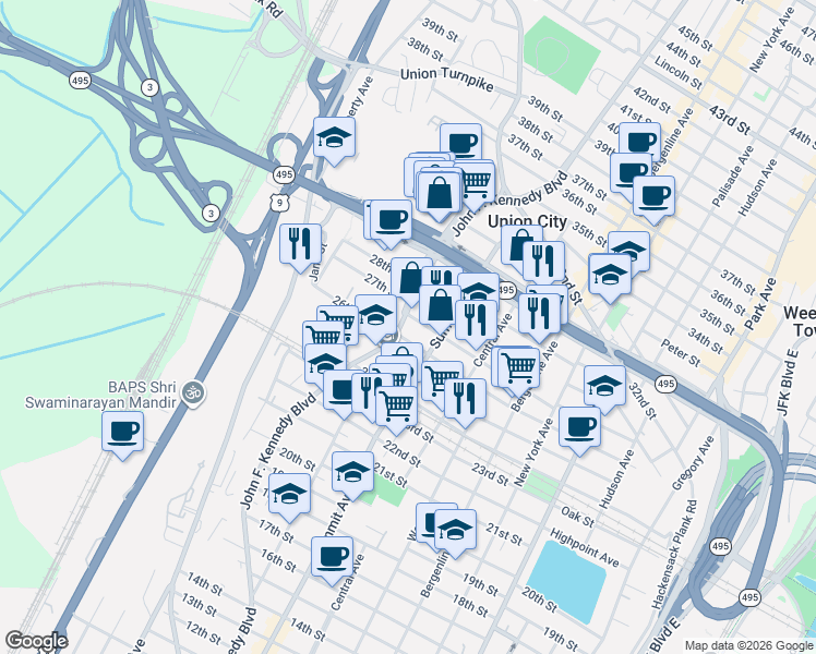 map of restaurants, bars, coffee shops, grocery stores, and more near 821 County Road 672 in Union City