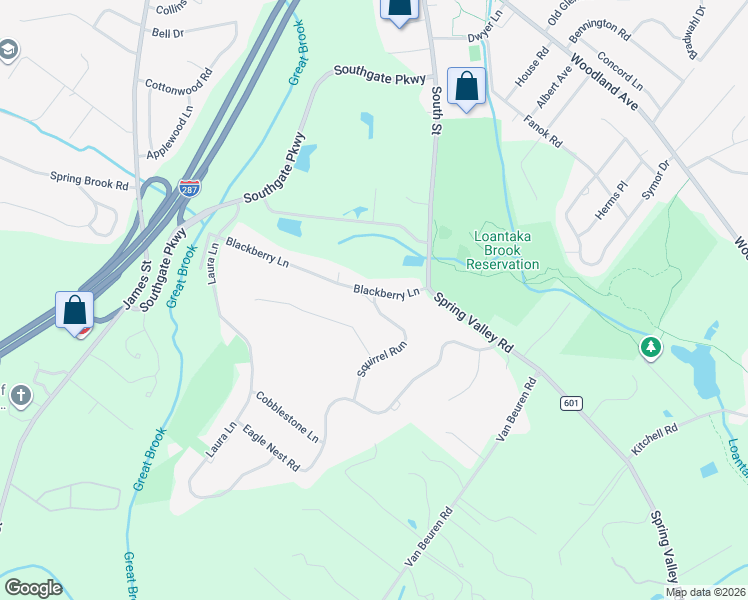 map of restaurants, bars, coffee shops, grocery stores, and more near 48 Blackberry Lane in Morristown
