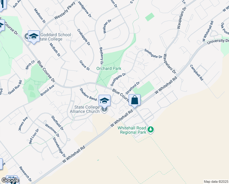 map of restaurants, bars, coffee shops, grocery stores, and more near 934 Hart Circle in State College