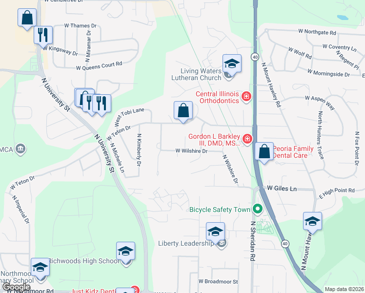 map of restaurants, bars, coffee shops, grocery stores, and more near 6912 North Flamingo Court in Peoria