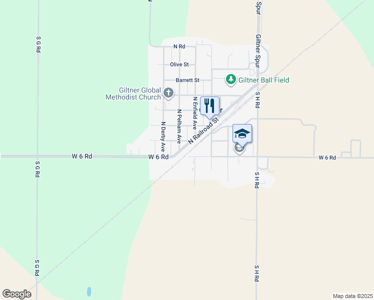 map of restaurants, bars, coffee shops, grocery stores, and more near in Giltner