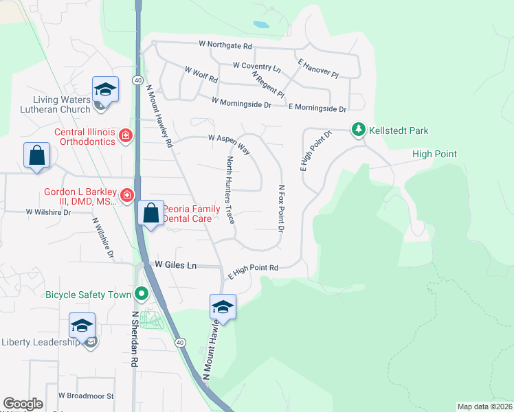map of restaurants, bars, coffee shops, grocery stores, and more near 211 West Vail Court in Peoria
