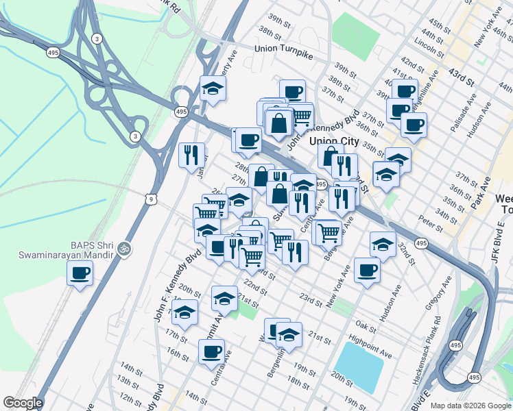 map of restaurants, bars, coffee shops, grocery stores, and more near 821 County Road 672 in Union City