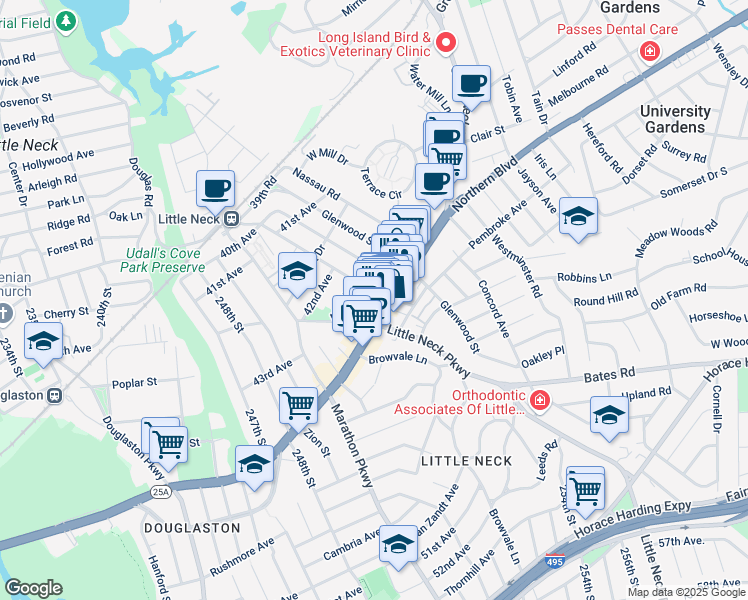 map of restaurants, bars, coffee shops, grocery stores, and more near 44-06 Westmoreland Street in Queens