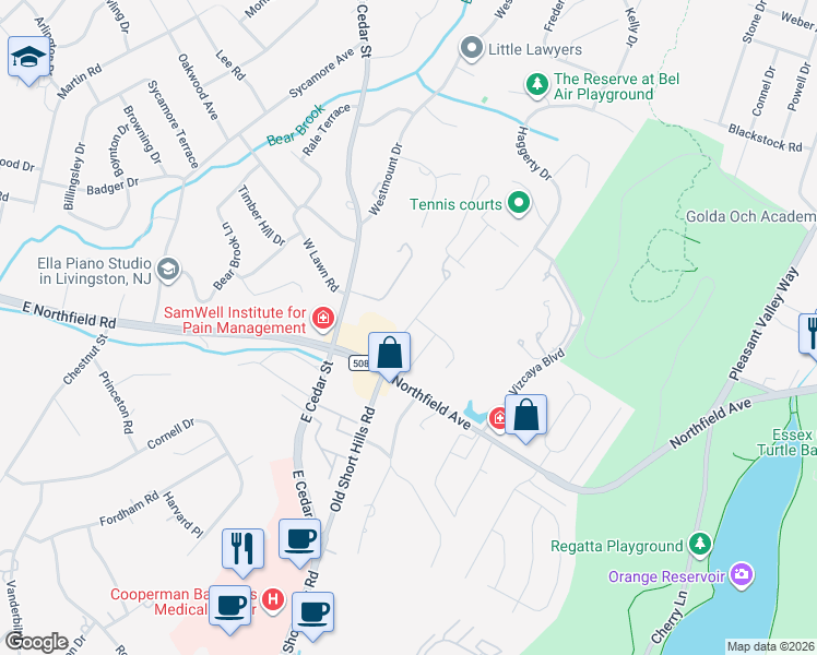 map of restaurants, bars, coffee shops, grocery stores, and more near 32 Herbert Terrace in Livingston