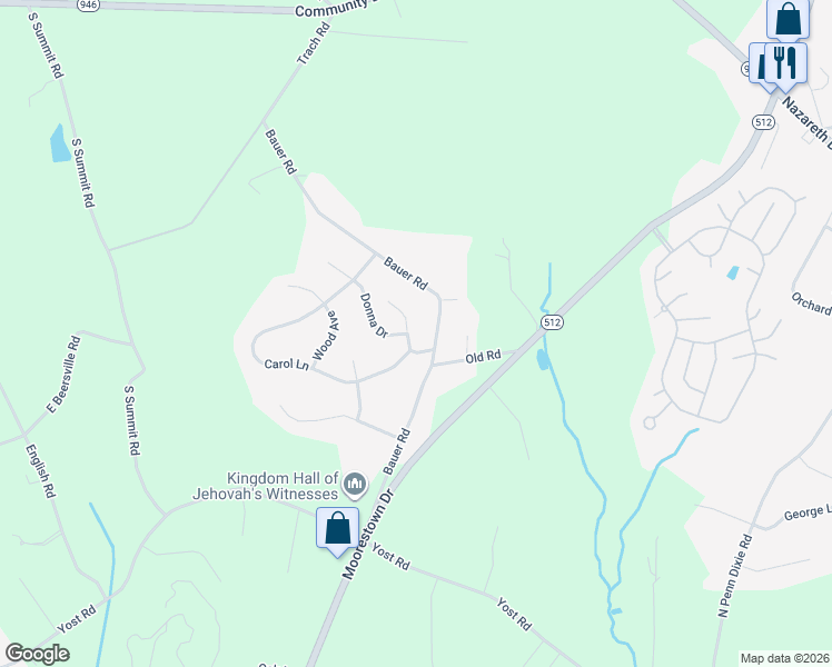 map of restaurants, bars, coffee shops, grocery stores, and more near 508 Morrison Place in Bath