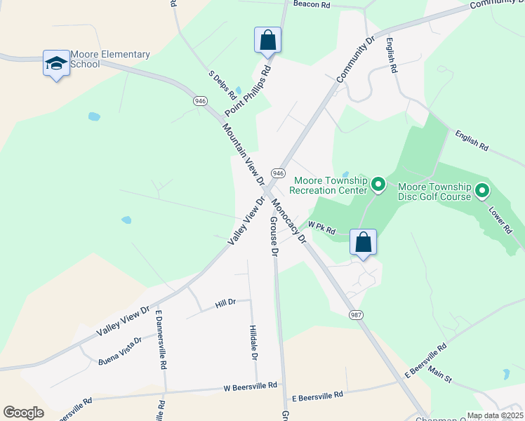 map of restaurants, bars, coffee shops, grocery stores, and more near 2725 Valley View Drive in Bath