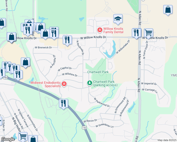 map of restaurants, bars, coffee shops, grocery stores, and more near 6812 North Parkwood Drive in Peoria
