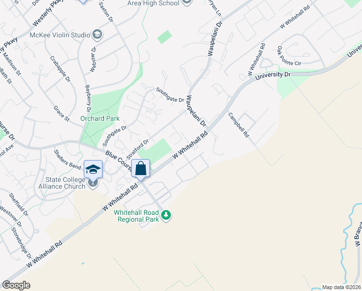 map of restaurants, bars, coffee shops, grocery stores, and more near 817 State Route 3024 in State College