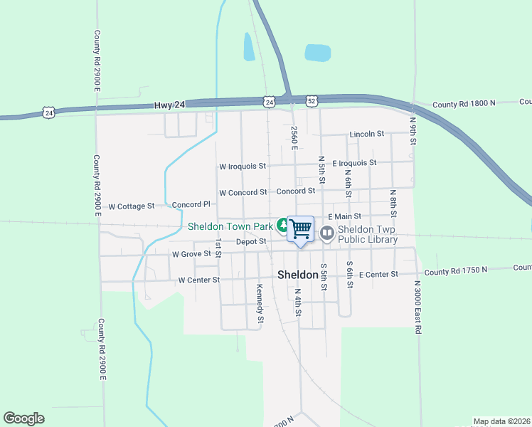map of restaurants, bars, coffee shops, grocery stores, and more near 140 Depot Street in Sheldon