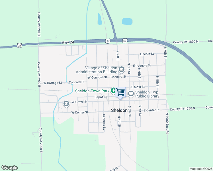 map of restaurants, bars, coffee shops, grocery stores, and more near 140 Depot Street in Sheldon