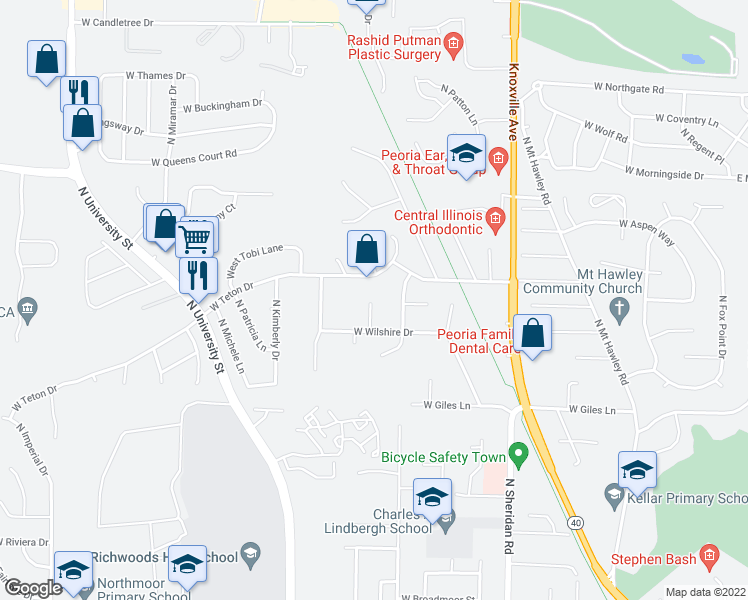 map of restaurants, bars, coffee shops, grocery stores, and more near 6928 North Flamingo Court in Peoria