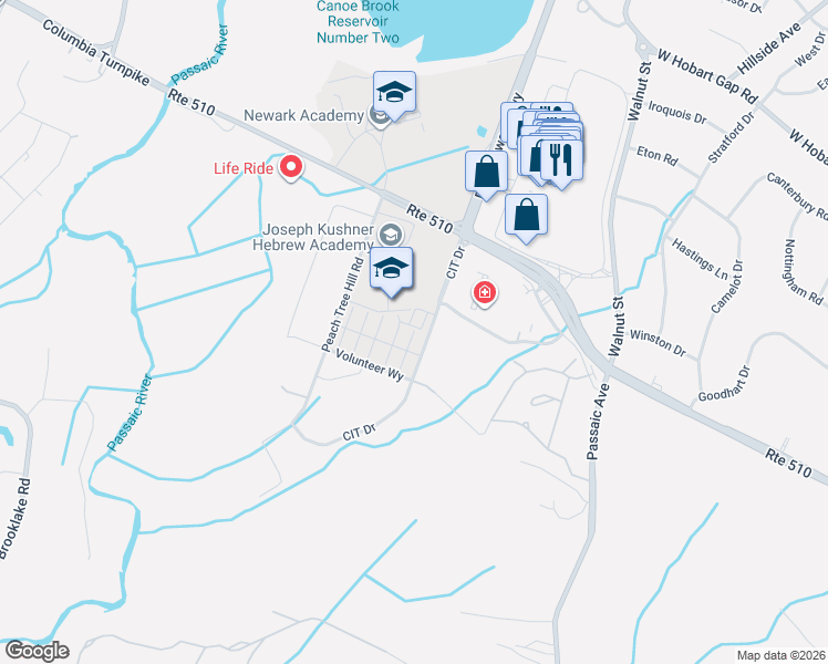 map of restaurants, bars, coffee shops, grocery stores, and more near 23 Cortland Court in Livingston