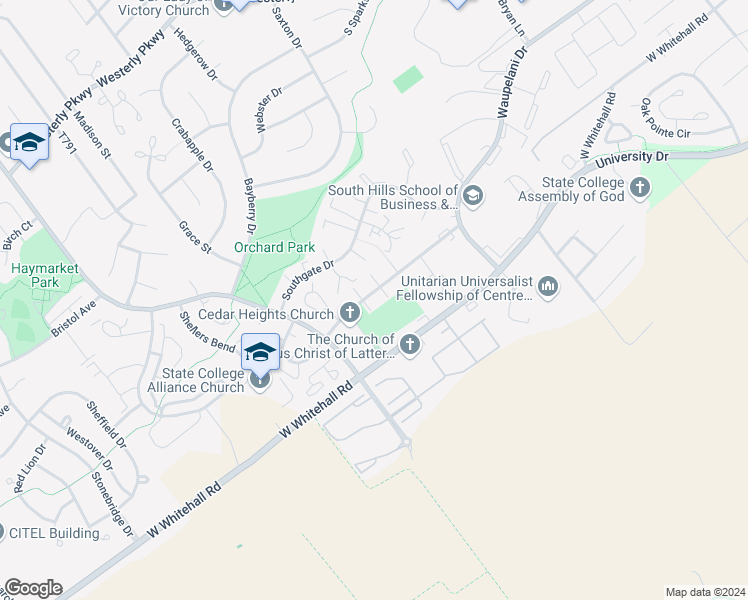 map of restaurants, bars, coffee shops, grocery stores, and more near 850 Stratford Drive in State College