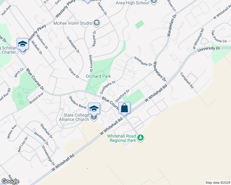 map of restaurants, bars, coffee shops, grocery stores, and more near 943 Hart Circle in State College