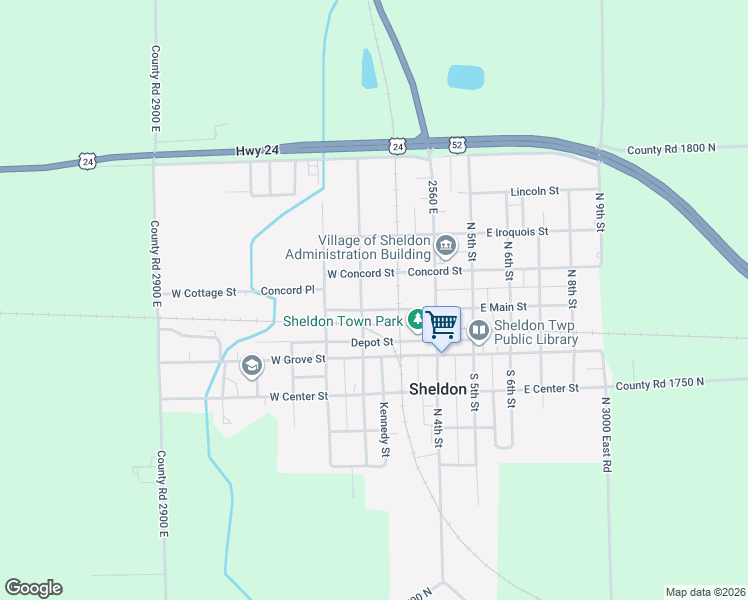 map of restaurants, bars, coffee shops, grocery stores, and more near 295 West Main Street in Sheldon