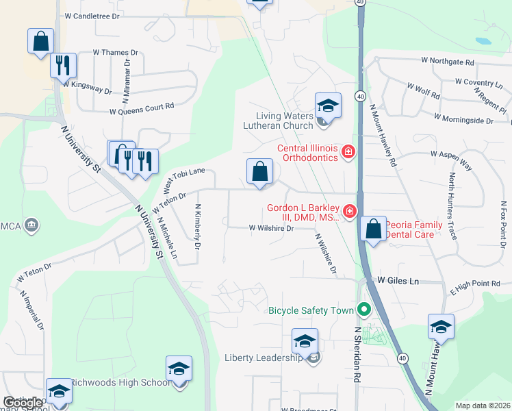 map of restaurants, bars, coffee shops, grocery stores, and more near 6912 North Flamingo Court in Peoria
