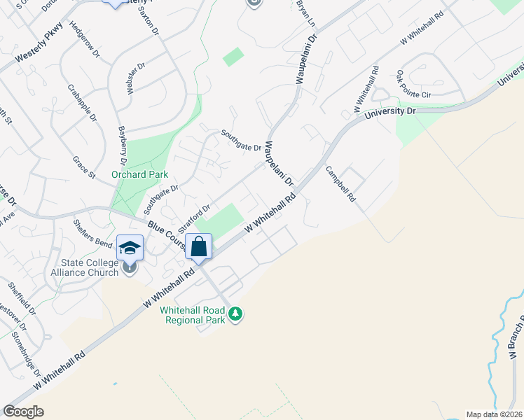map of restaurants, bars, coffee shops, grocery stores, and more near 806 Stratford Drive in State College