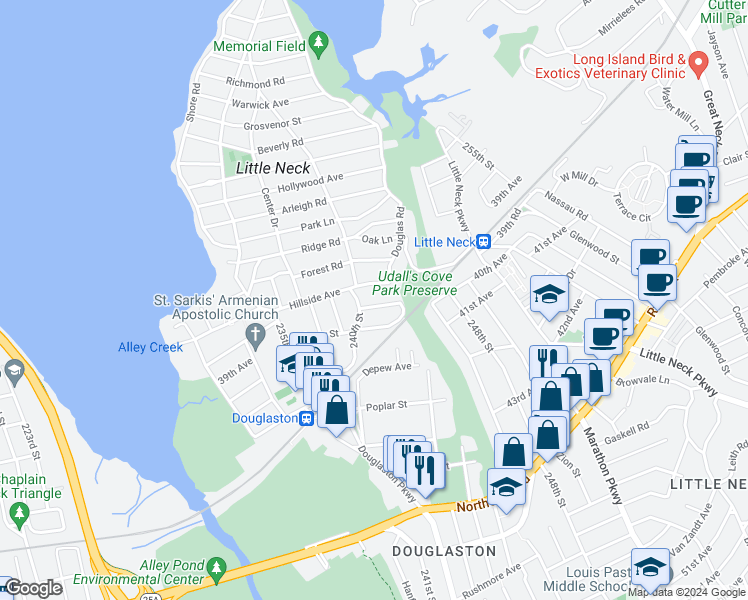 map of restaurants, bars, coffee shops, grocery stores, and more near 3-25 Cherry Street in Queens