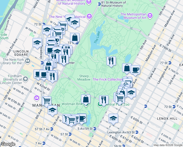 map of restaurants, bars, coffee shops, grocery stores, and more near Nell Singer Lilac Walk in New York