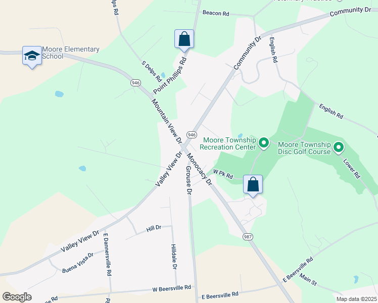 map of restaurants, bars, coffee shops, grocery stores, and more near 620 Monocacy Drive in Bath