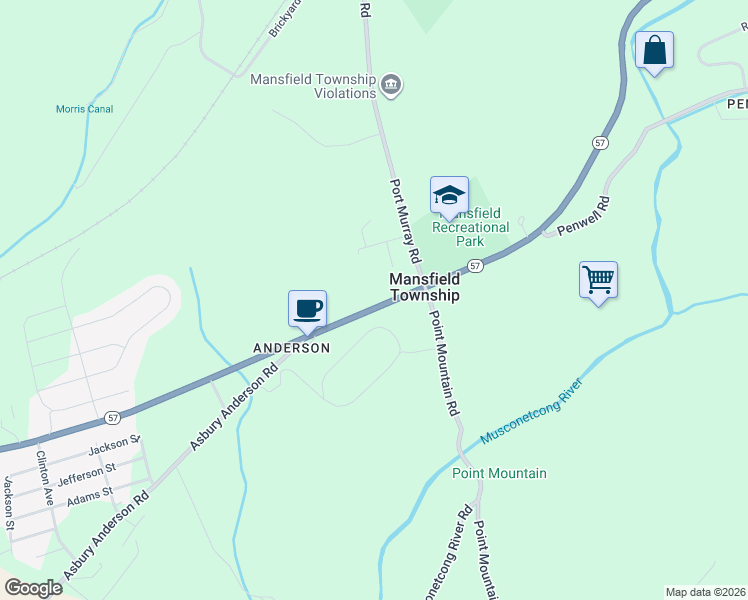 map of restaurants, bars, coffee shops, grocery stores, and more near 781 New Jersey 57 in Port Murray