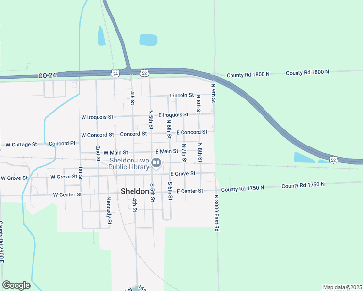map of restaurants, bars, coffee shops, grocery stores, and more near 410 East Main Street in Sheldon