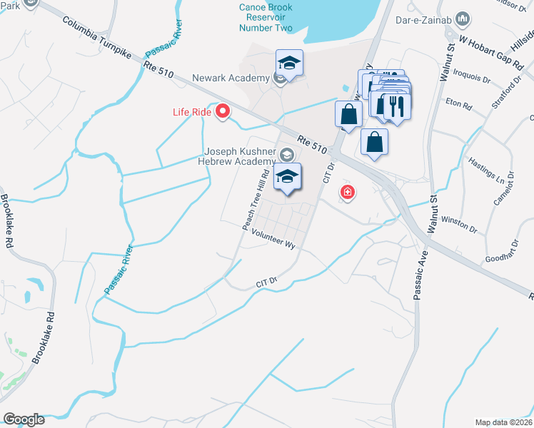 map of restaurants, bars, coffee shops, grocery stores, and more near 15 Braeburn Court in Livingston