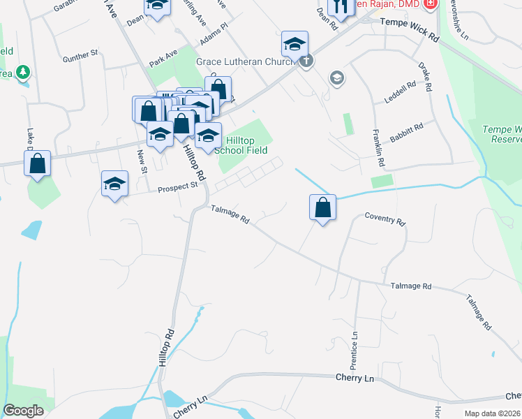map of restaurants, bars, coffee shops, grocery stores, and more near 4 Windymere Lane in Mendham