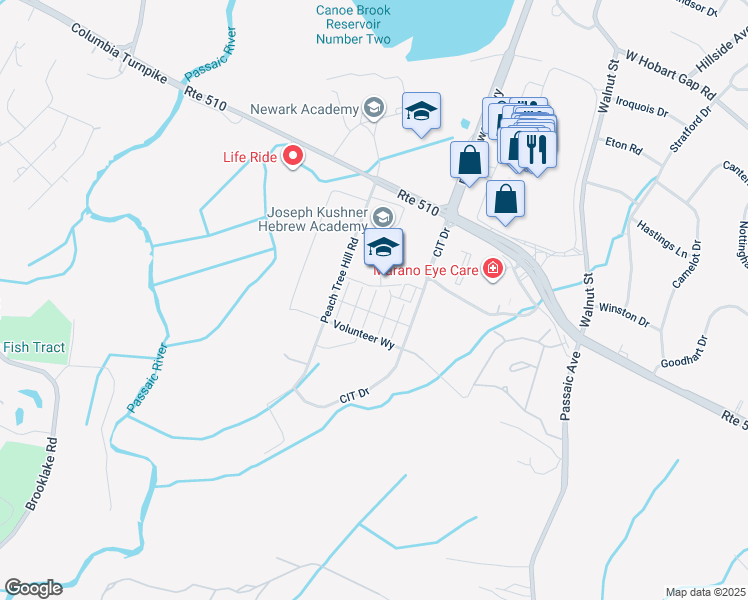map of restaurants, bars, coffee shops, grocery stores, and more near 24 Cortland Court in Livingston