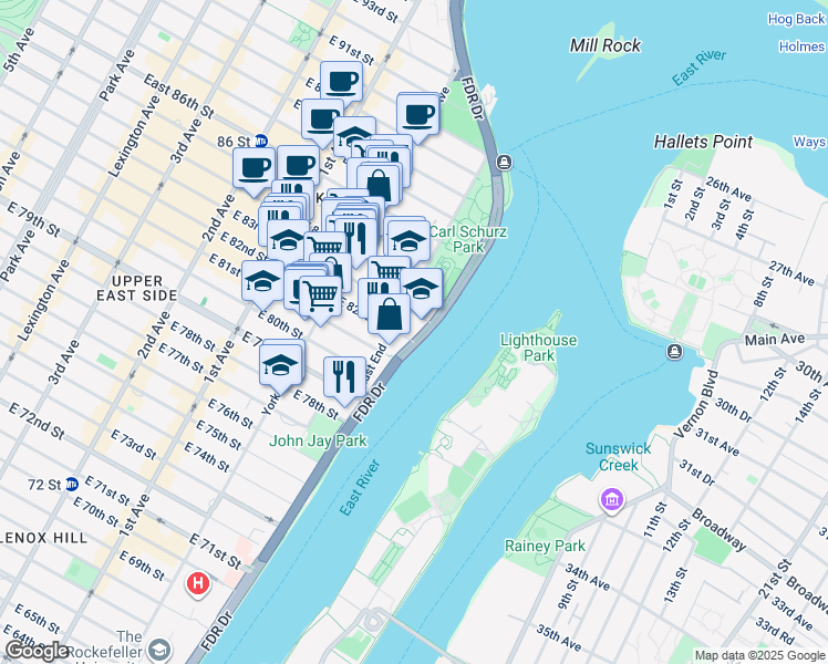 map of restaurants, bars, coffee shops, grocery stores, and more near in New York