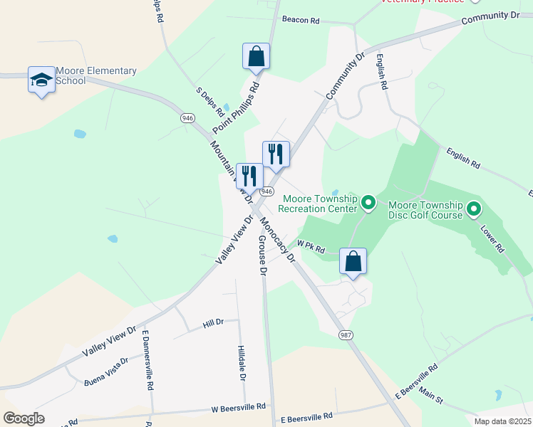 map of restaurants, bars, coffee shops, grocery stores, and more near 620 Monocacy Drive in Bath