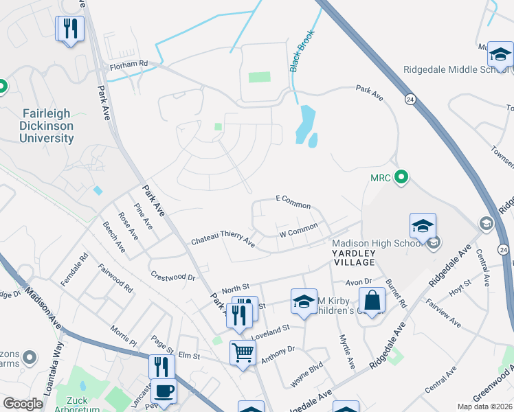 map of restaurants, bars, coffee shops, grocery stores, and more near 49 Doyle Drive in Florham Park