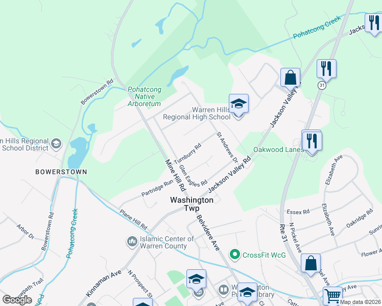 map of restaurants, bars, coffee shops, grocery stores, and more near 10 Merion Lane in Washington