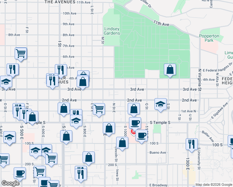 map of restaurants, bars, coffee shops, grocery stores, and more near in Salt Lake City