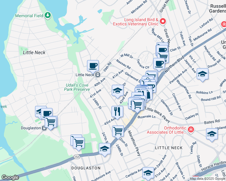 map of restaurants, bars, coffee shops, grocery stores, and more near 41-08 Westmoreland Street in Queens