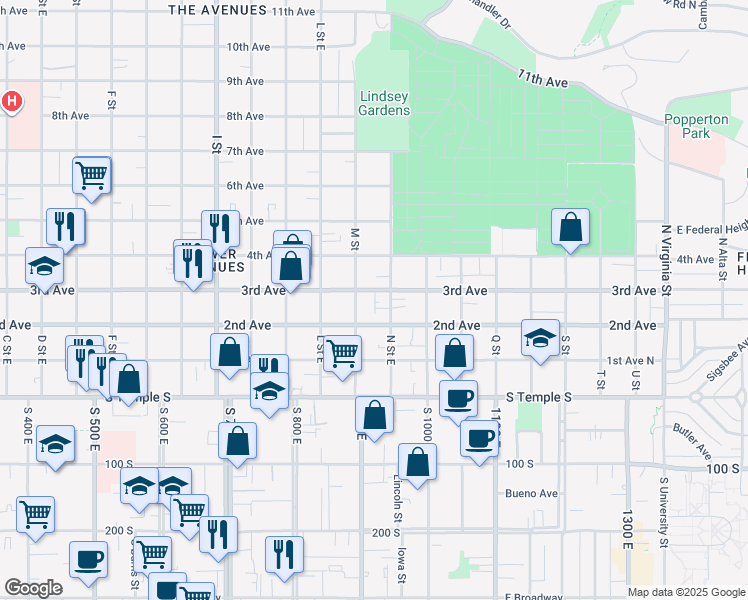 map of restaurants, bars, coffee shops, grocery stores, and more near in Salt Lake City