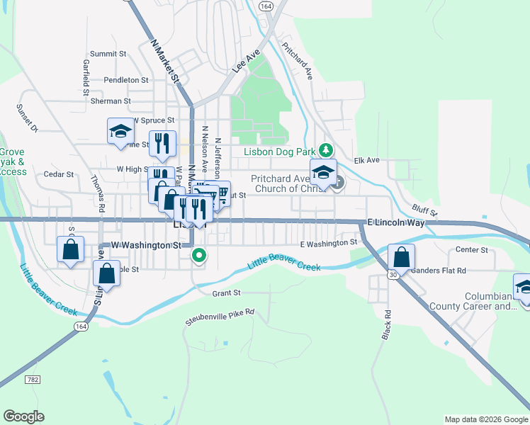 map of restaurants, bars, coffee shops, grocery stores, and more near 348 East Chestnut Street in Lisbon