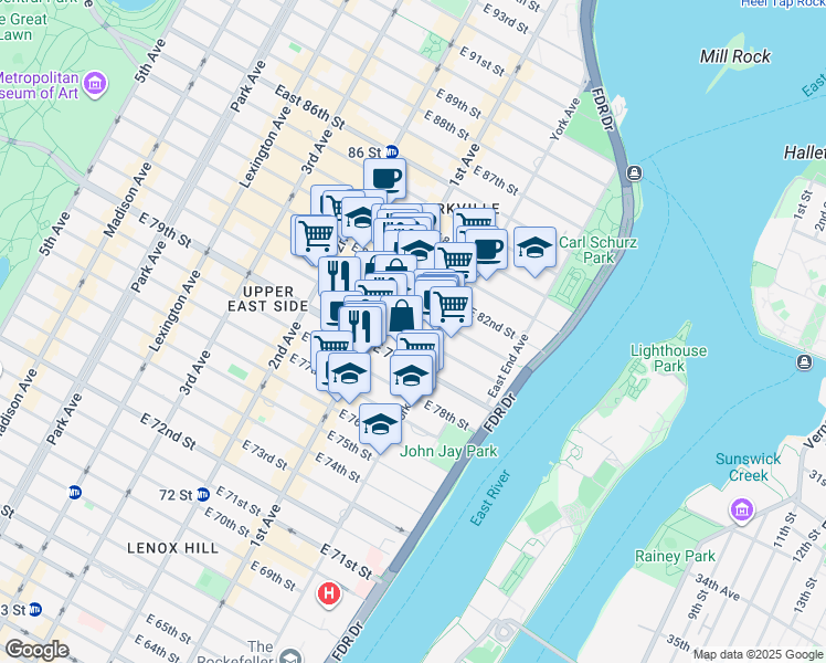 map of restaurants, bars, coffee shops, grocery stores, and more near in New York